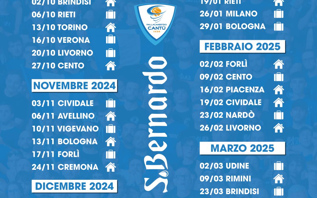 IL CALENDARIO DELLA STAGIONE 2024/25